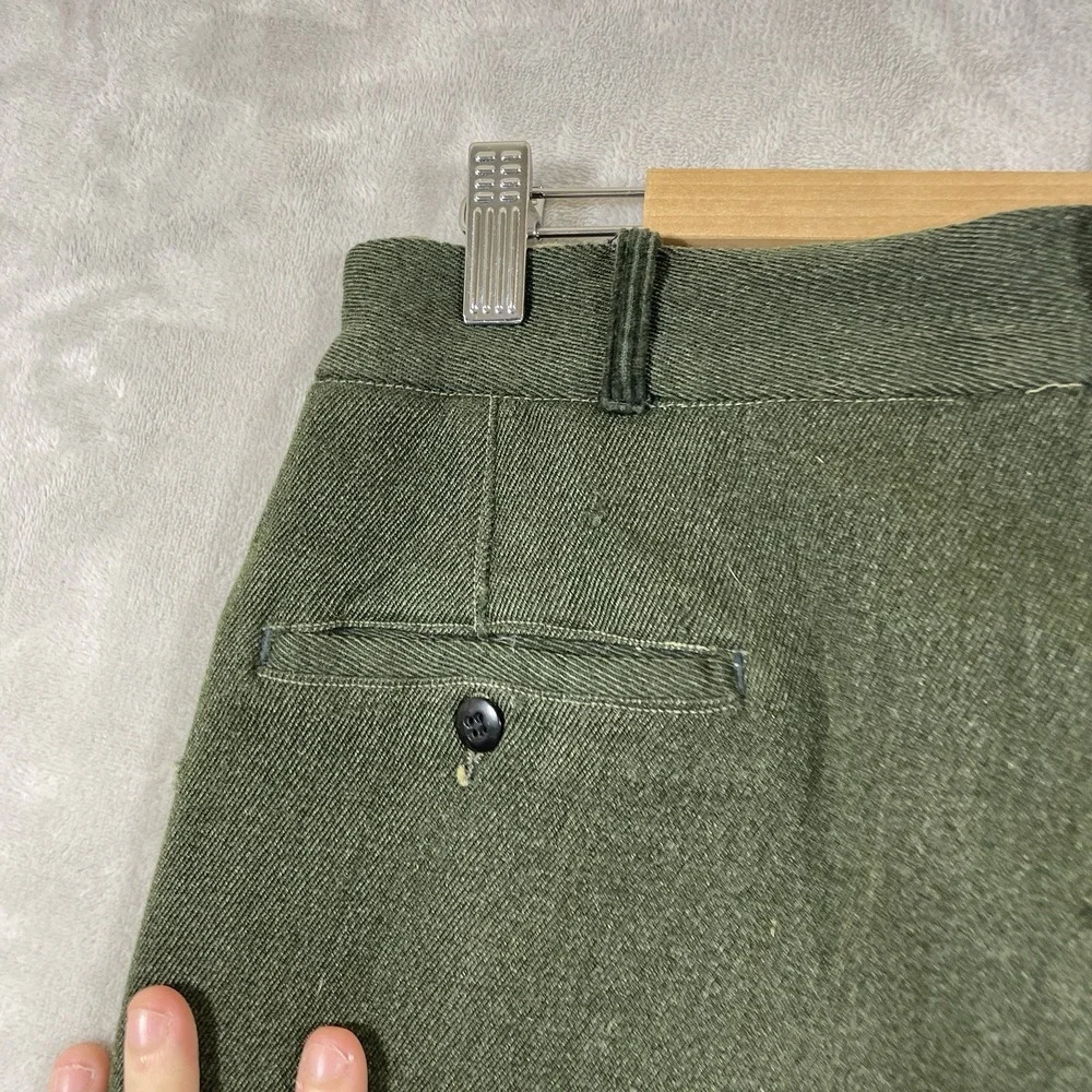 True Vtg 50s Whipcord Pants Mens 32x32 Worsted Wool Allen Mfg Repaired Flowy